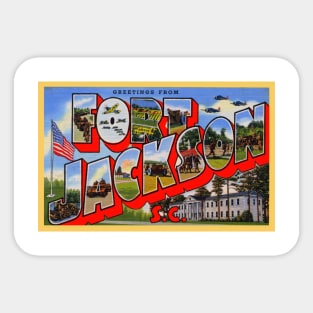 Greetings from Fort Jackson South Carolina - Vintage Large Letter Postcard Sticker